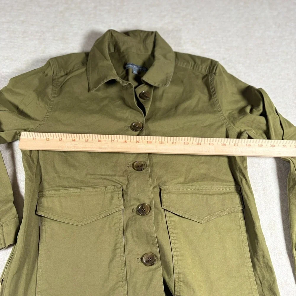 Elliott Lauren Olive Utility Jacket Womens 6 USA Made Button Front Coat